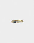 Yellow gold ring with blue sapphire and white diamonds