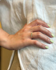 Lime green sapphire and white diamond ring
