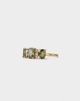 Ring with oval green sapphires and white diamonds