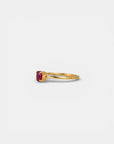 Yellow gold ring with vertical oval ruby