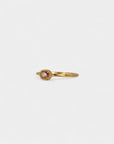 Yellow gold ring with champagne diamond and decorated bezel