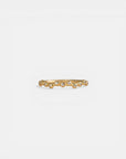 Yellow gold ring with staggered round elements and white diamonds
