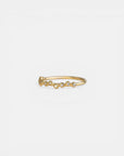 Yellow gold ring with staggered round elements and white diamonds