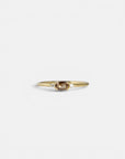 Yellow gold ring with vertical oval champagne diamond and white diamonds
