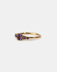 Yellow gold ring with five gradient stones - Amethyst