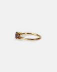 Yellow gold ring with five gradient stones - Amethyst