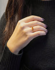 Yellow gold ring with five gradient stones - Madeira Quartz