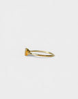 Yellow gold ring with heart-shaped orange corundum and two white diamonds