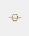 Yellow gold ring with oval profile of white diamonds