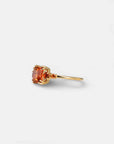Yellow gold ring with square madera quartz and side madera quartz
