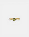 Yellow gold ring with rose-cut green sapphire ​​and white diamonds