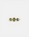 Yellow gold ring with oval rose-cut green sapphires and white diamonds