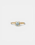 Yellow gold ring with square citrine and two white diamonds