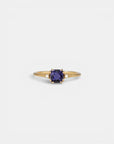 Yellow gold ring with square citrine and two white diamonds