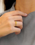 Yellow gold ring with five ice diamonds 