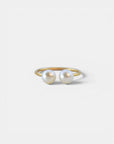 Yellow gold ring with two natural pearls