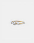 Yellow gold ring with three natural pearls and white diamonds