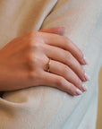 Solitaire yellow gold ring with brilliant cut diamond