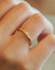 Solitaire yellow gold ring with brilliant cut diamond