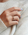 Yellow gold ring with aquamarine and blue sapphires